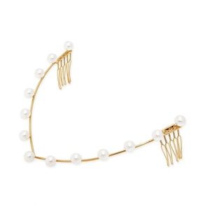 Lelet Pearl Vee Halo, 14K Gold, Bridal Hairpiece, NBW